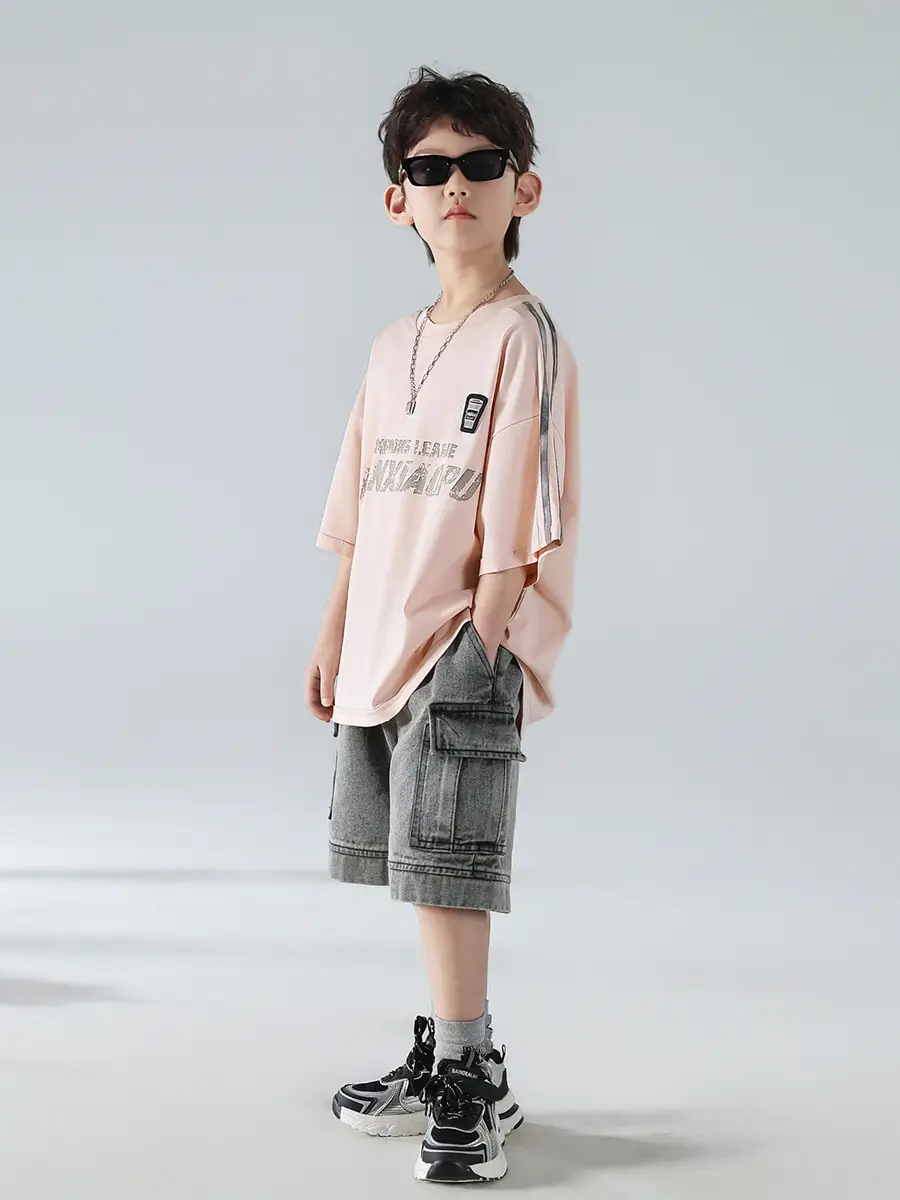 Boys Pink Graphic Short Sleeve T-Shirt Set - Image 6