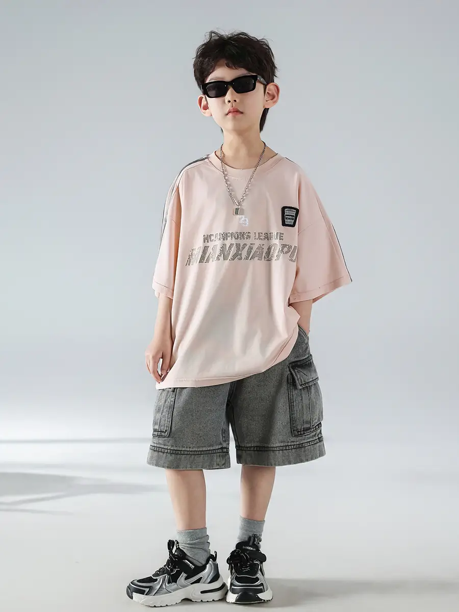 Boys Pink Graphic Short Sleeve T-Shirt Set — feature 11
