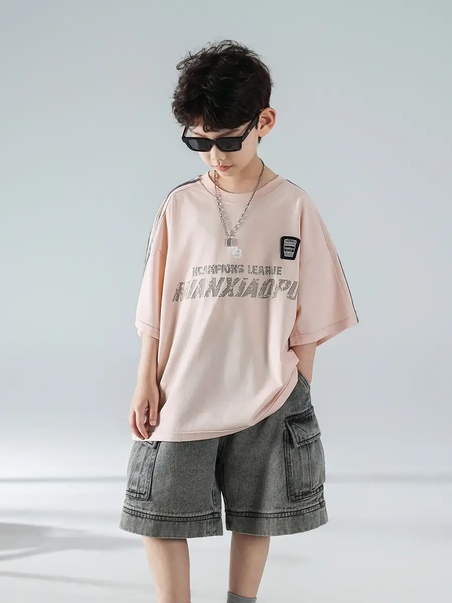 Boys Pink Graphic Short Sleeve T-Shirt Set — feature 12