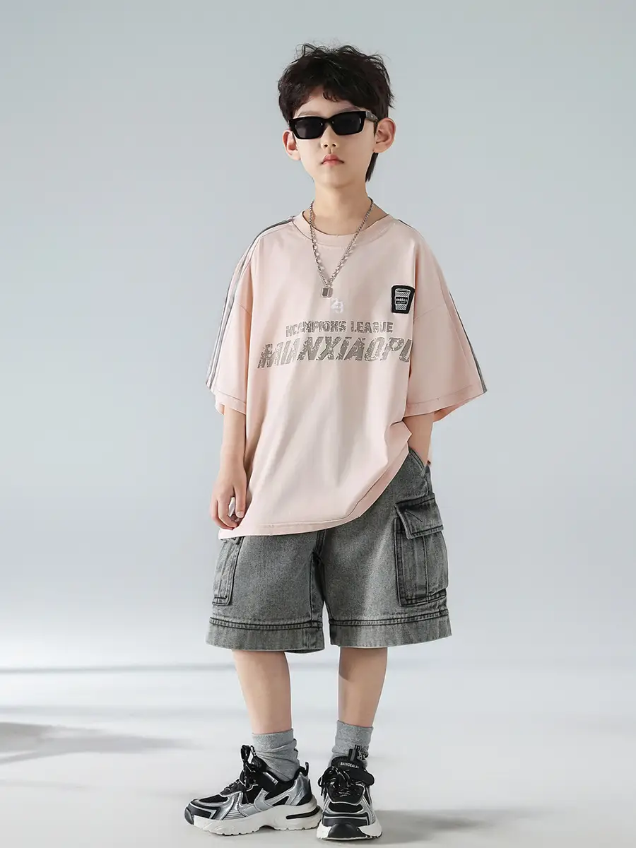 Boys Pink Graphic Short Sleeve T-Shirt Set — feature 13
