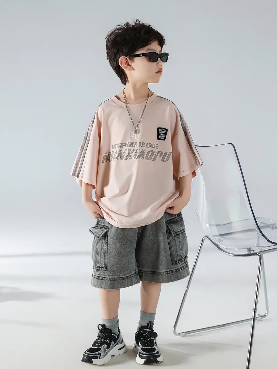 Boys Pink Graphic Short Sleeve T-Shirt Set — feature 22