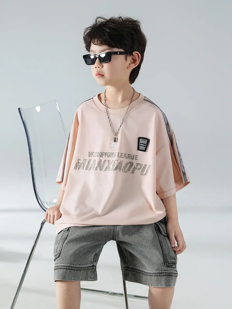 Boys Pink Graphic Short Sleeve T-Shirt Set — feature 4
