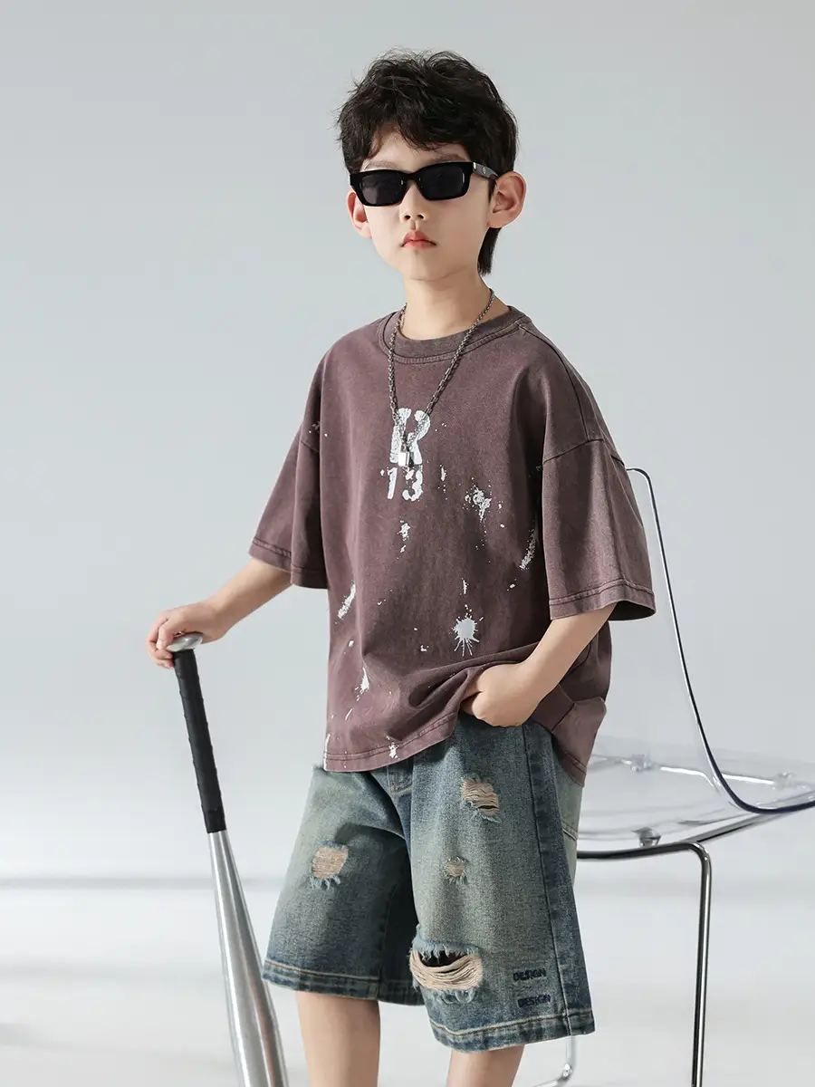Boys Summer T-Shirt 2025 Korean Style Retro Breathable - Image 2