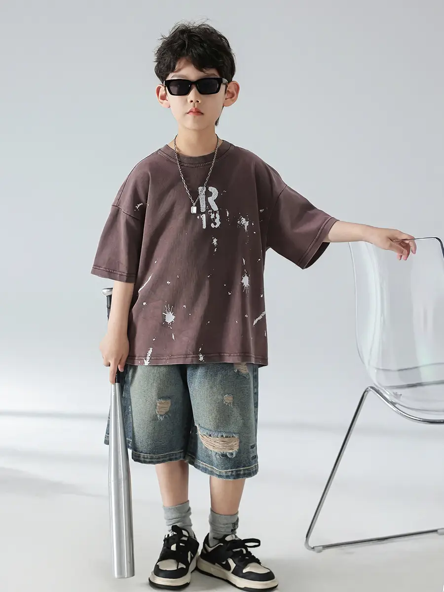 Boys Summer T-Shirt 2025 Korean Style Retro Breathable - Image 3