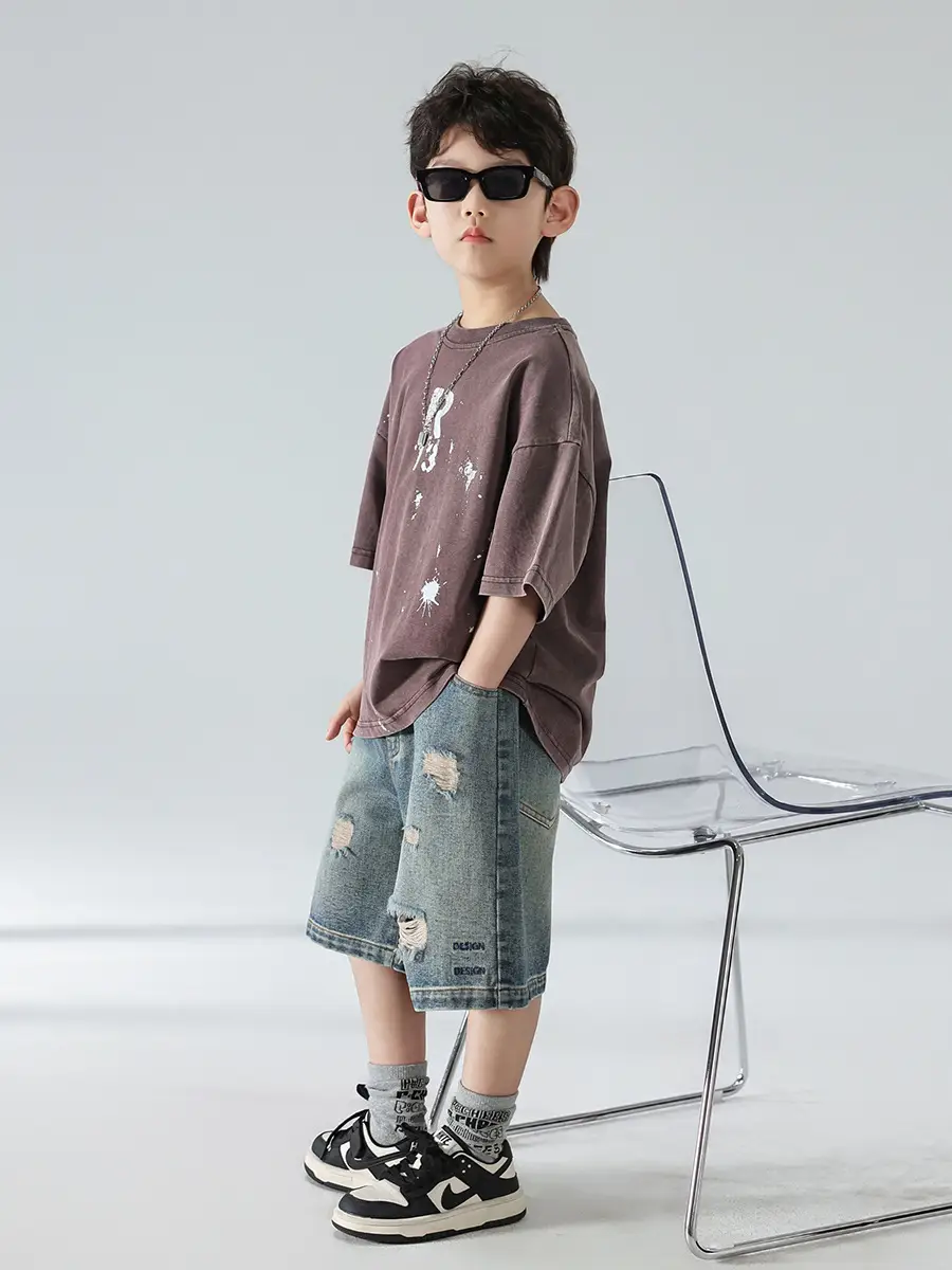 Boys Summer T-Shirt 2025 Korean Style Retro Breathable - Image 4