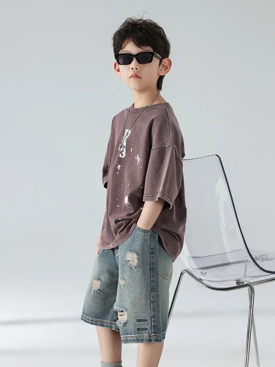 Boys Summer T-Shirt 2025 Korean Style Retro Breathable — feature 10