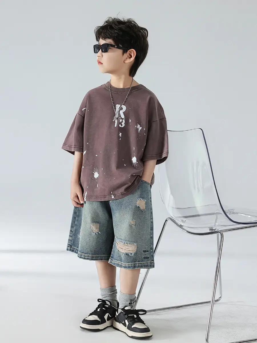 Boys Summer T-Shirt 2025 Korean Style Retro Breathable — feature 11