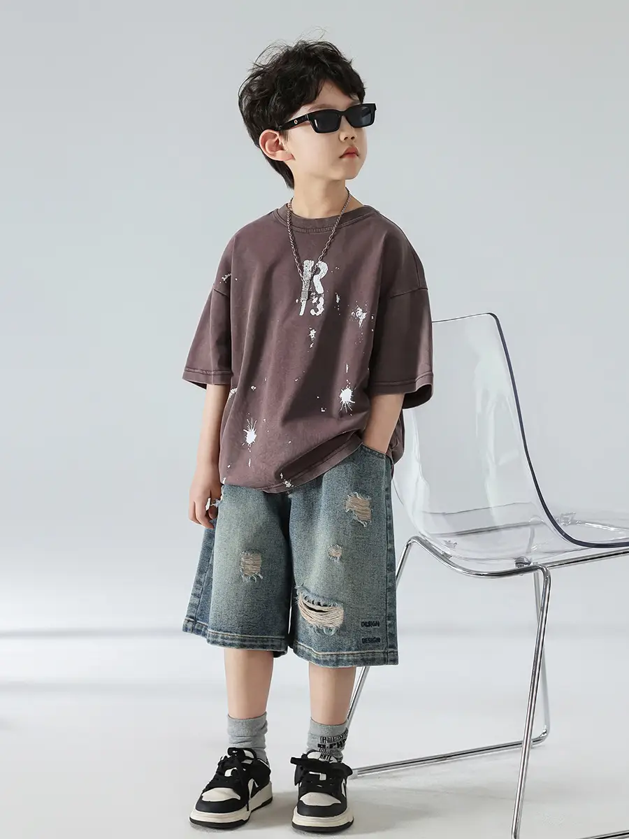 Boys Summer T-Shirt 2025 Korean Style Retro Breathable — feature 12