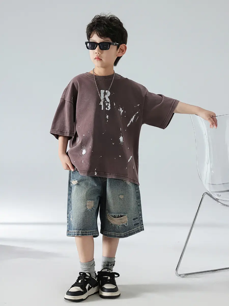 Boys Summer T-Shirt 2025 Korean Style Retro Breathable — feature 14