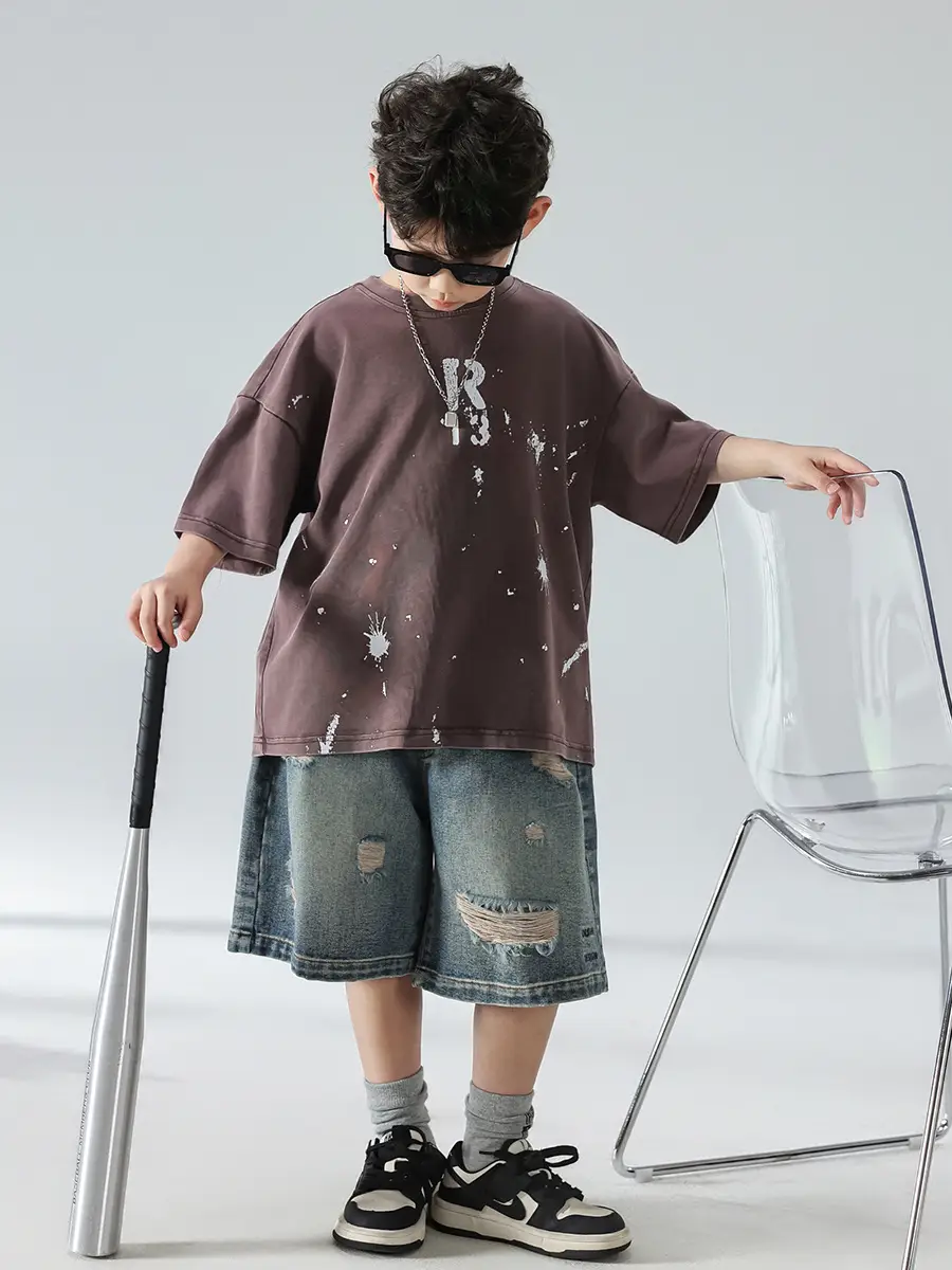 Boys Summer T-Shirt 2025 Korean Style Retro Breathable — feature 15