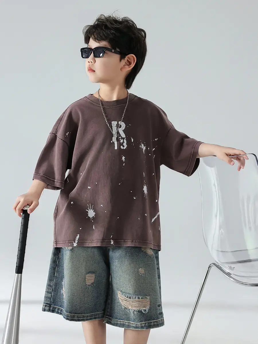 Boys Summer T-Shirt 2025 Korean Style Retro Breathable — feature 16