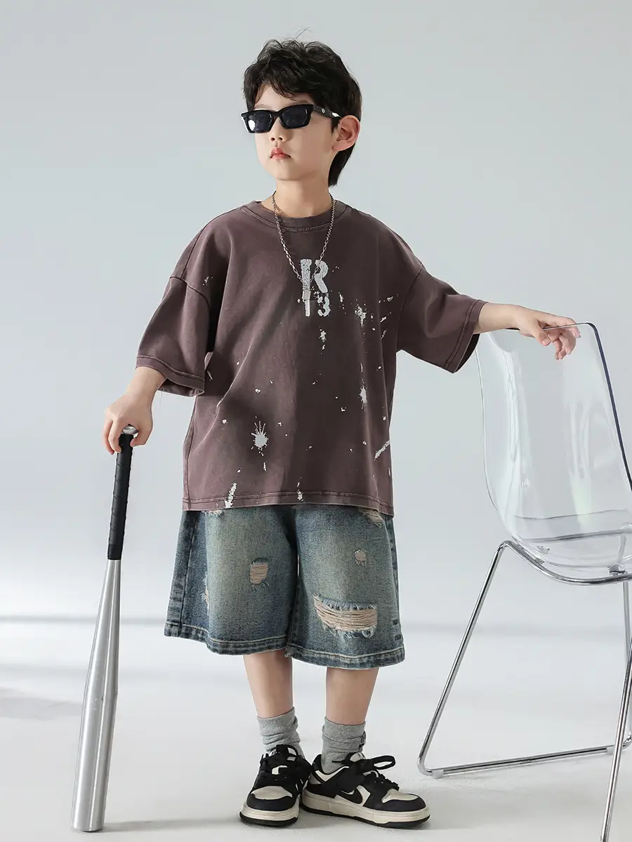 Boys Summer T-Shirt 2025 Korean Style Retro Breathable — feature 17