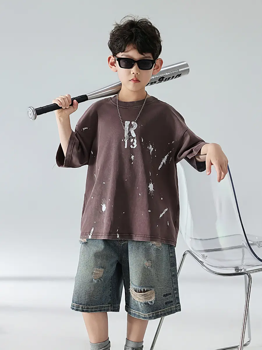 Boys Summer T-Shirt 2025 Korean Style Retro Breathable — feature 18