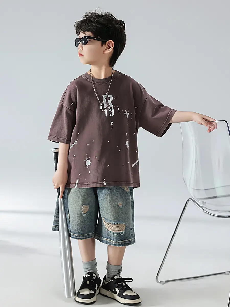 Boys Summer T-Shirt 2025 Korean Style Retro Breathable — feature 20