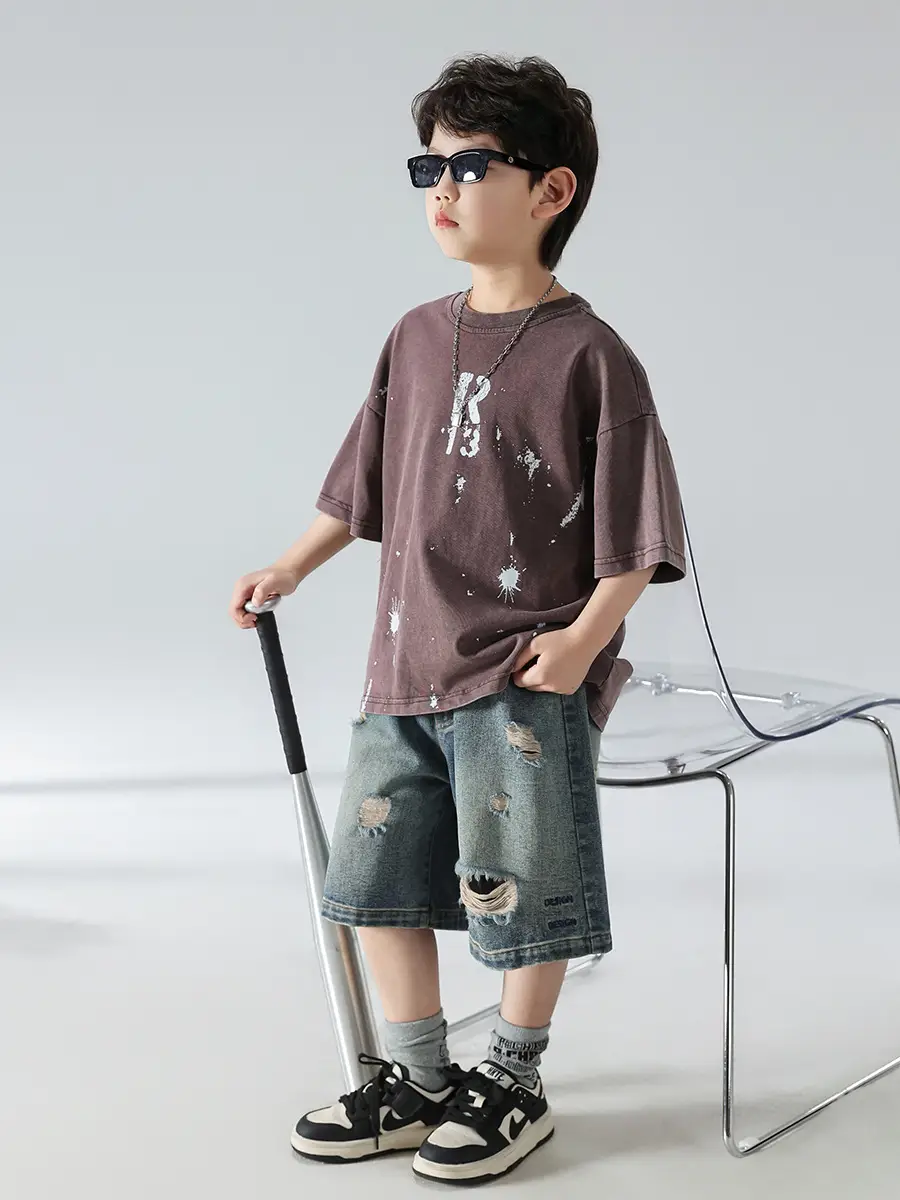 Boys Summer T-Shirt 2025 Korean Style Retro Breathable — feature 21