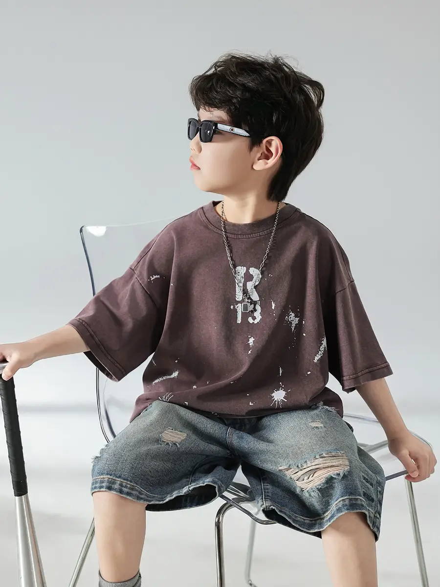 Boys Summer T-Shirt 2025 Korean Style Retro Breathable — feature 22