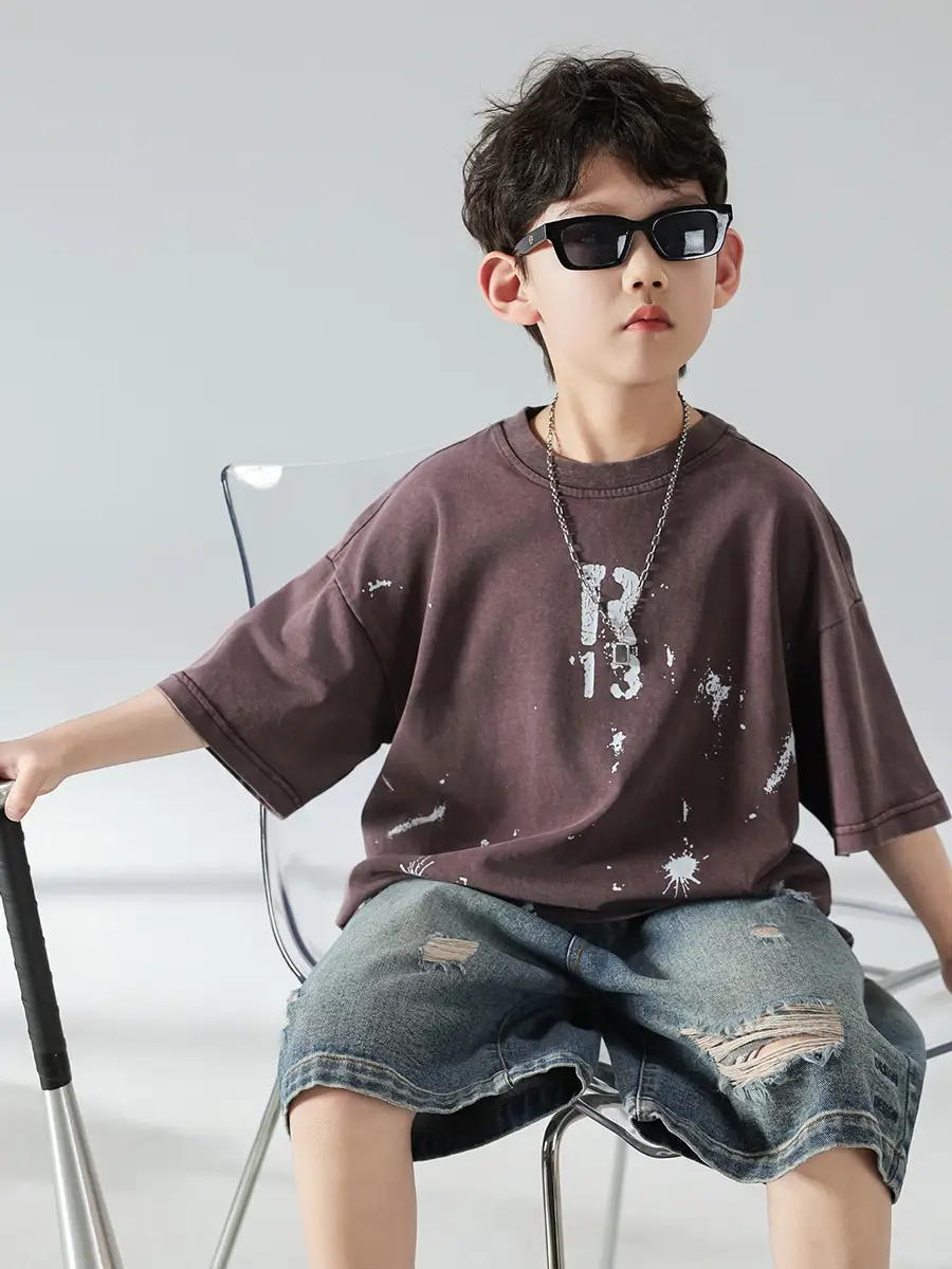 Boys Summer T-Shirt 2025 Korean Style Retro Breathable — feature 5