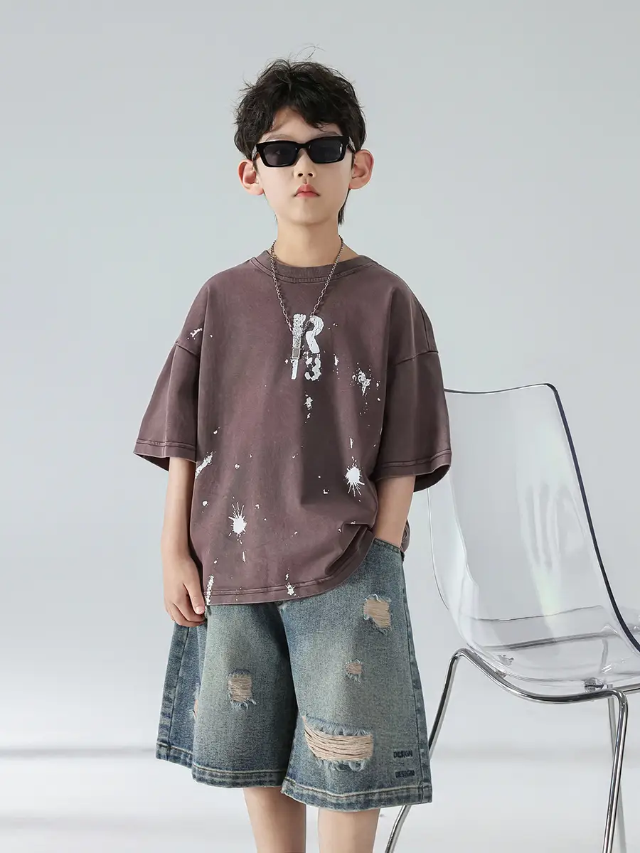 Boys Summer T-Shirt 2025 Korean Style Retro Breathable — feature 6