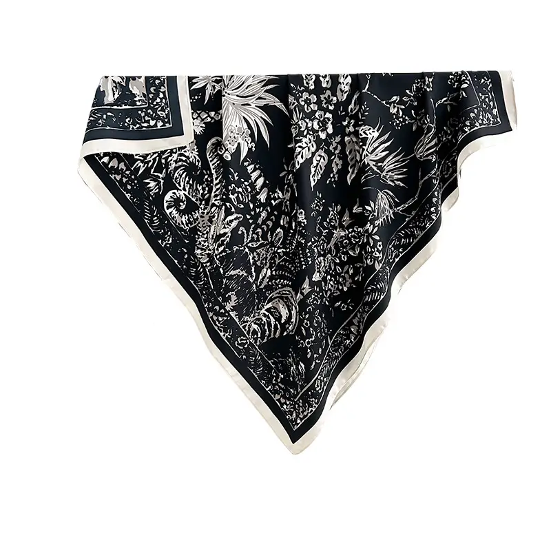 French Floral Printed Square Towel for Women - Image 9