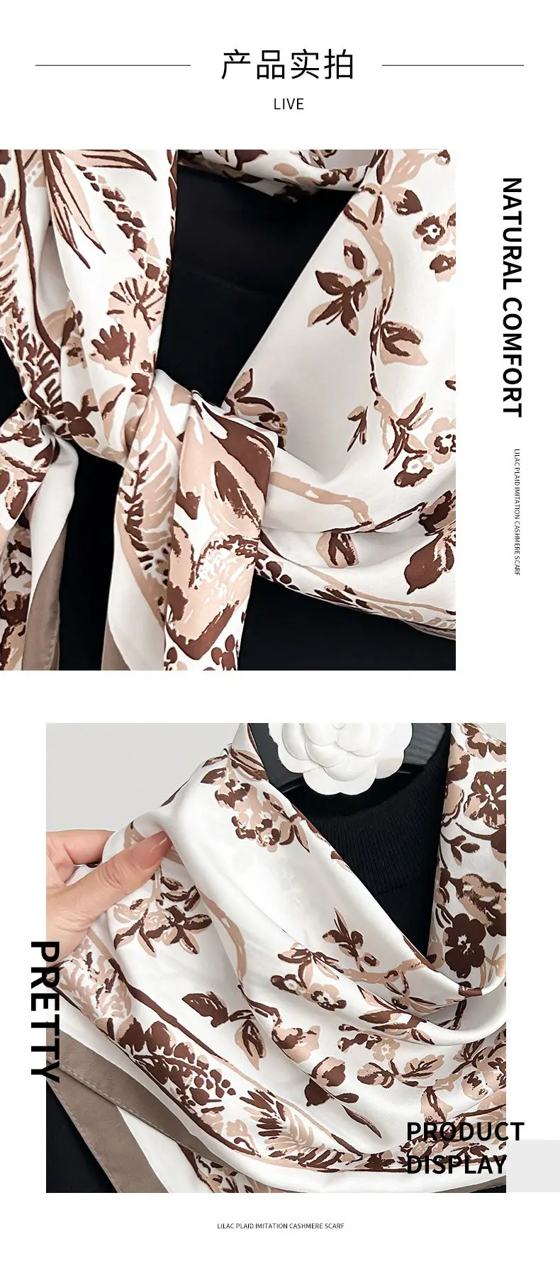 French Floral Printed Square Towel for Women — feature 10