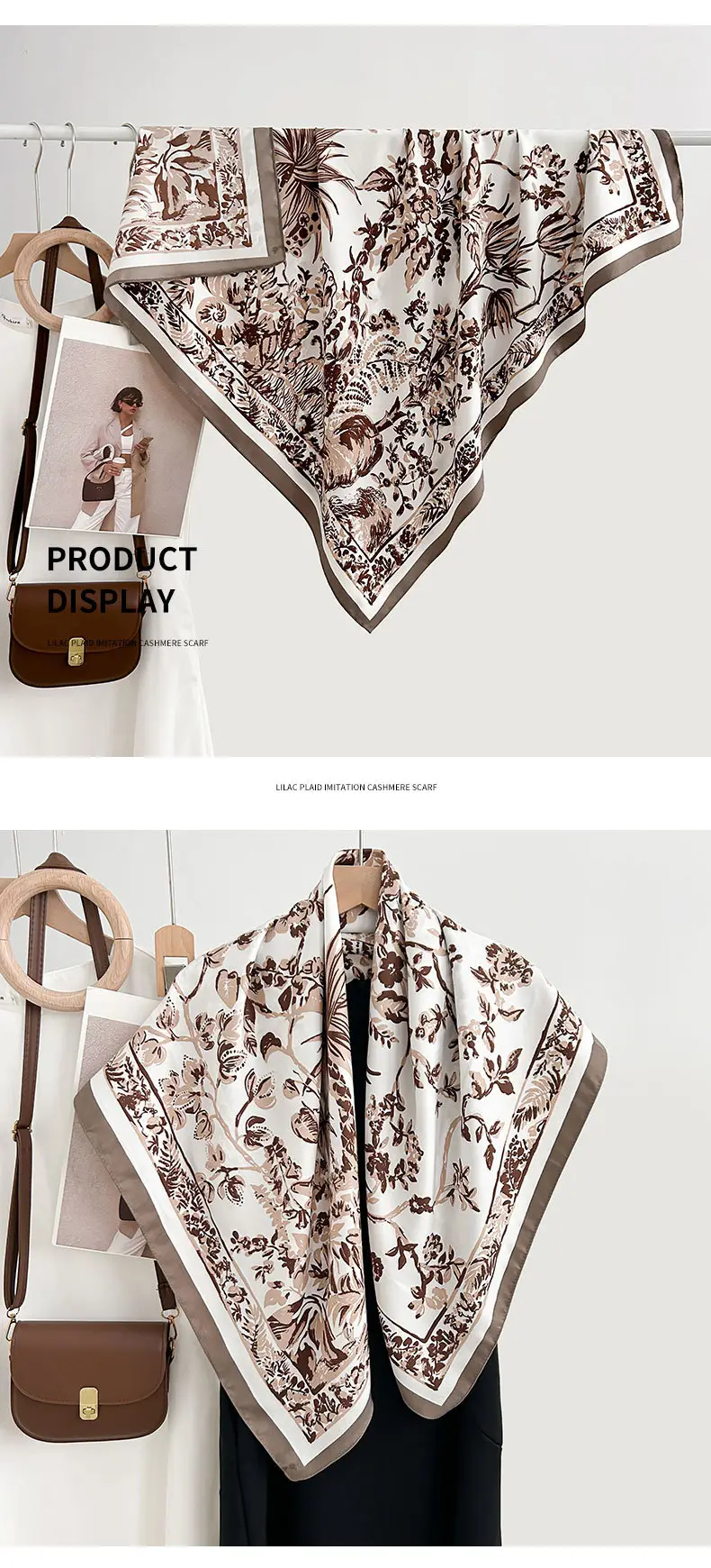 French Floral Printed Square Towel for Women — feature 11