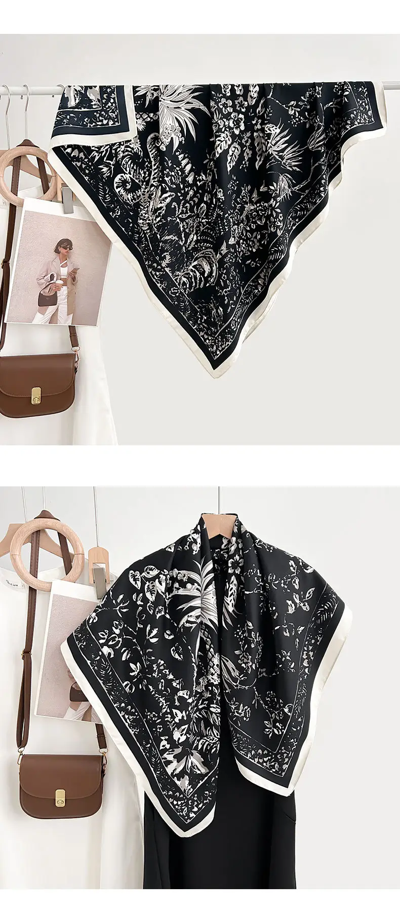 French Floral Printed Square Towel for Women — feature 13