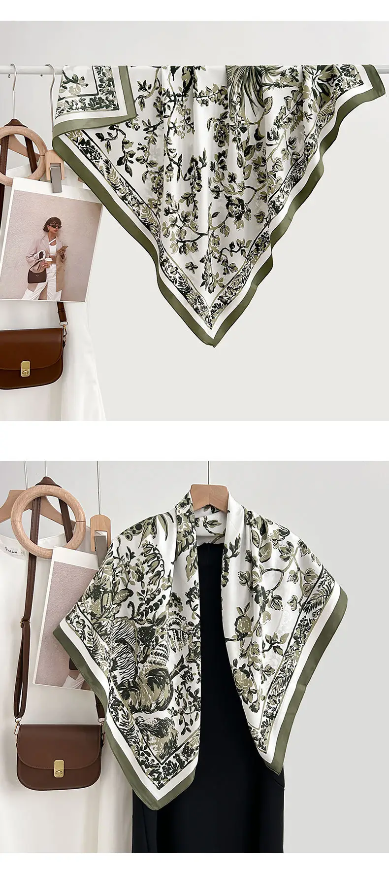 French Floral Printed Square Towel for Women — feature 15