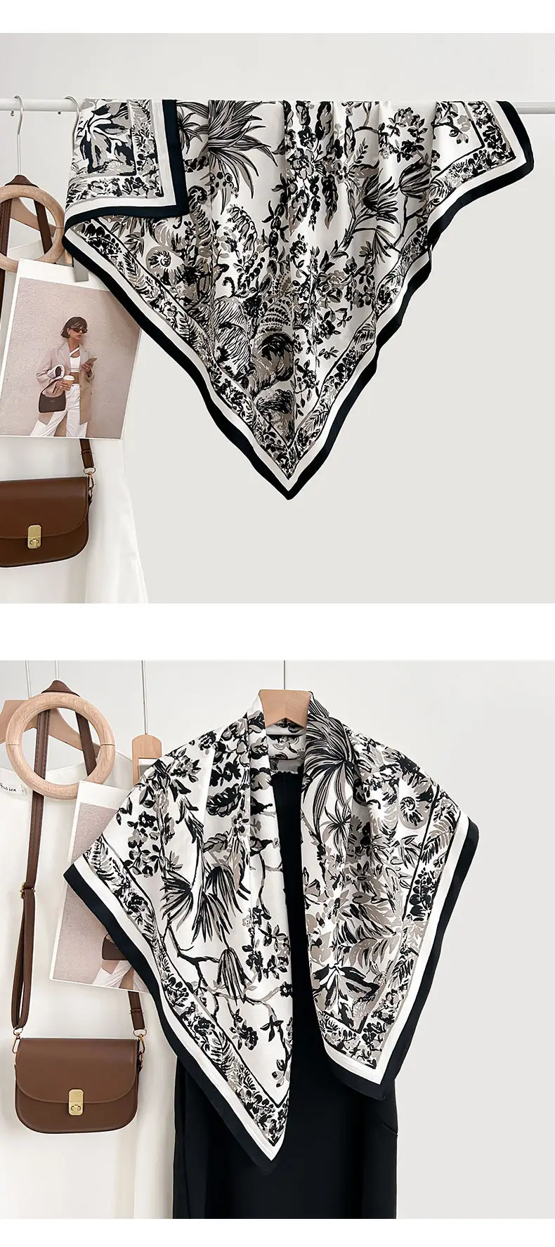 French Floral Printed Square Towel for Women — feature 17