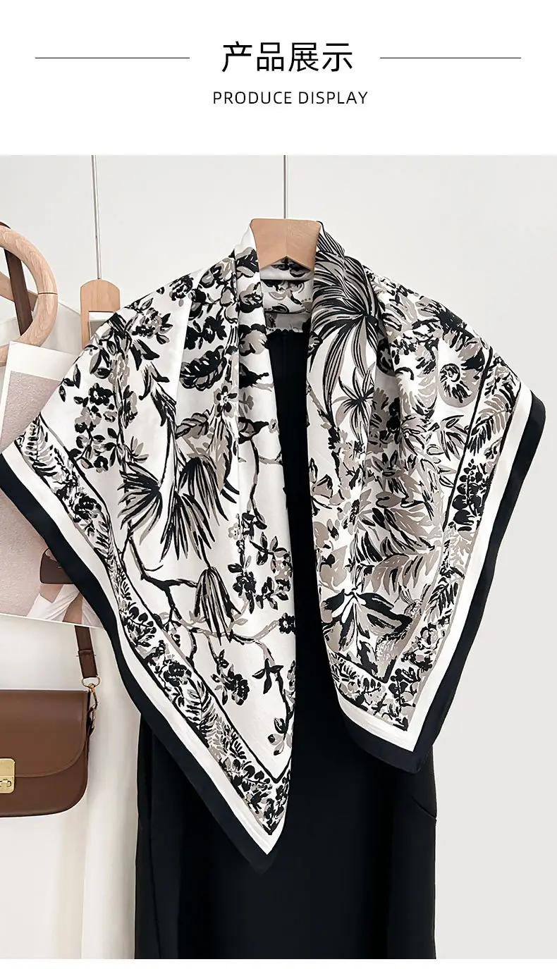 French Floral Printed Square Towel for Women — feature 7
