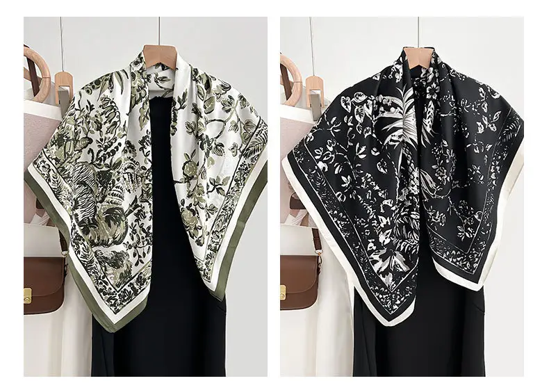 French Floral Printed Square Towel for Women — feature 8