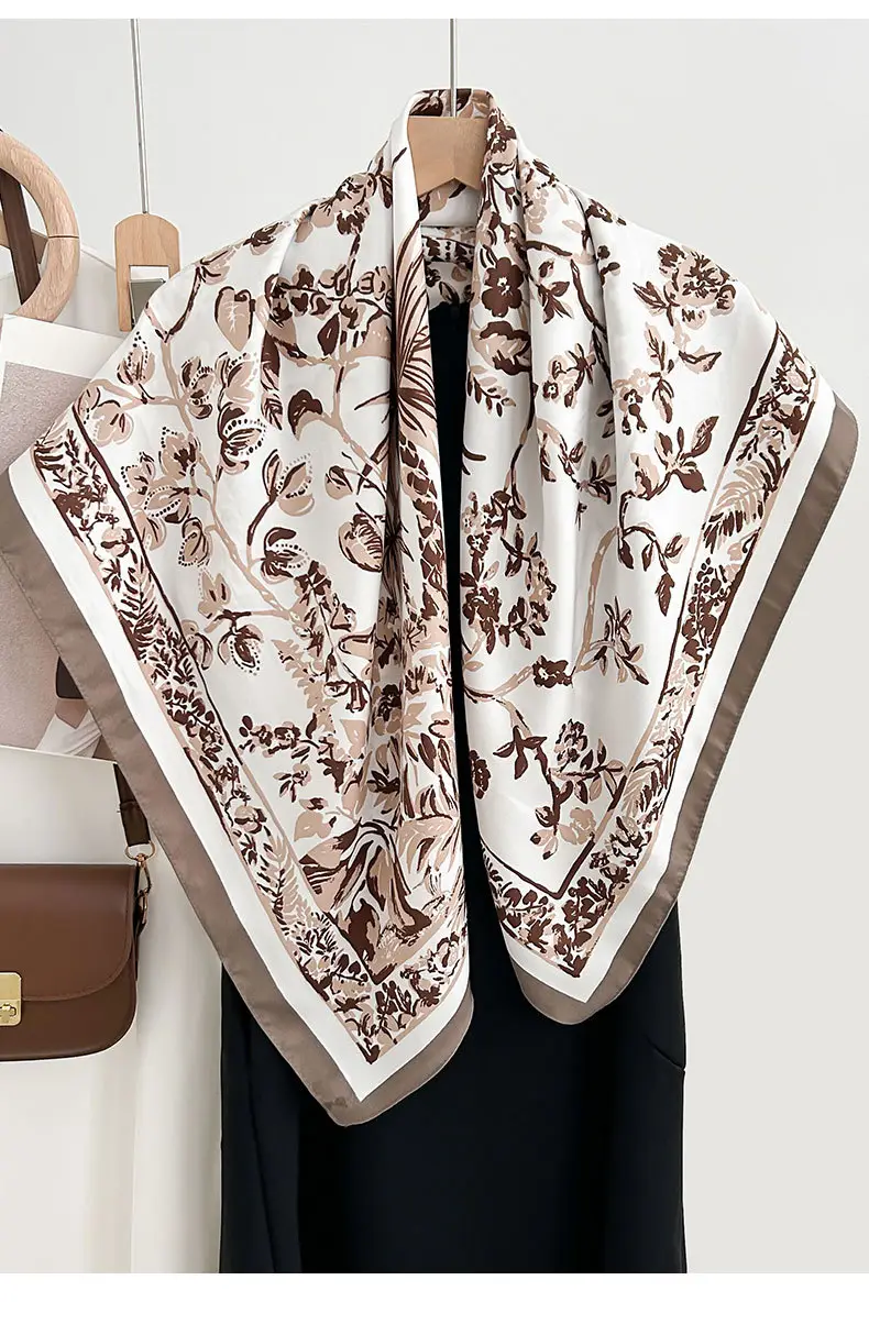 French Floral Printed Square Towel for Women — feature 9