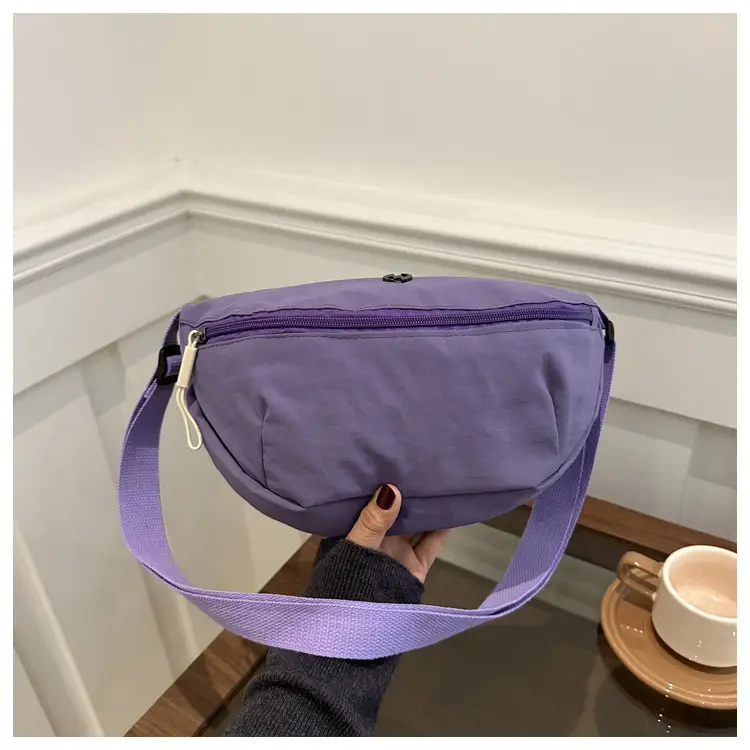 Purple Nylon Shoulder Crossbody Bag for Women - Image 6