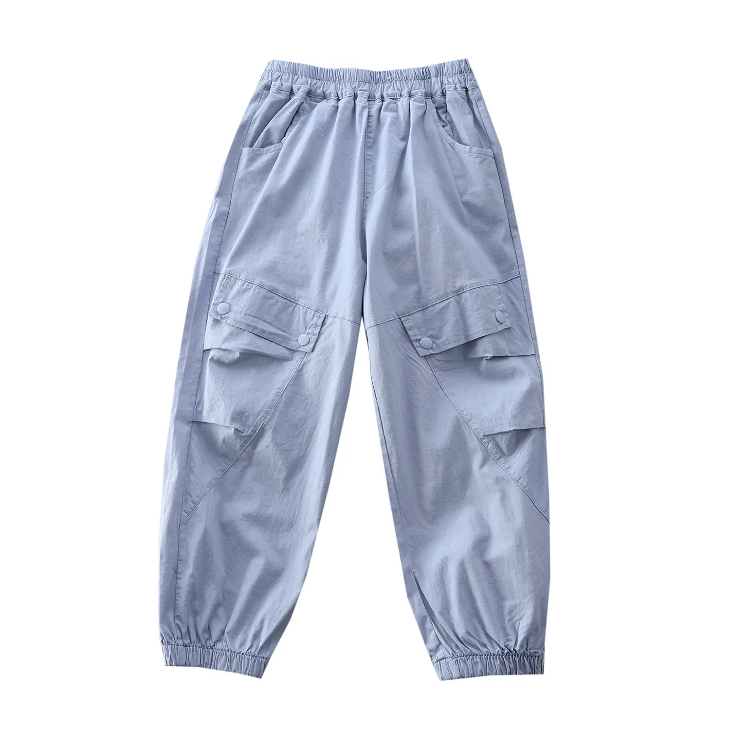 Boys Summer Loose Pants Light Grey Cotton Trousers