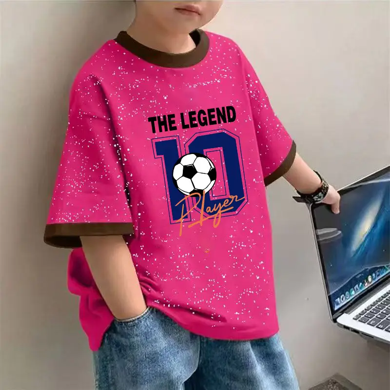 2025 Boys Cotton Tie-Dye T-Shirt Cartoon Print Pink - Image 2
