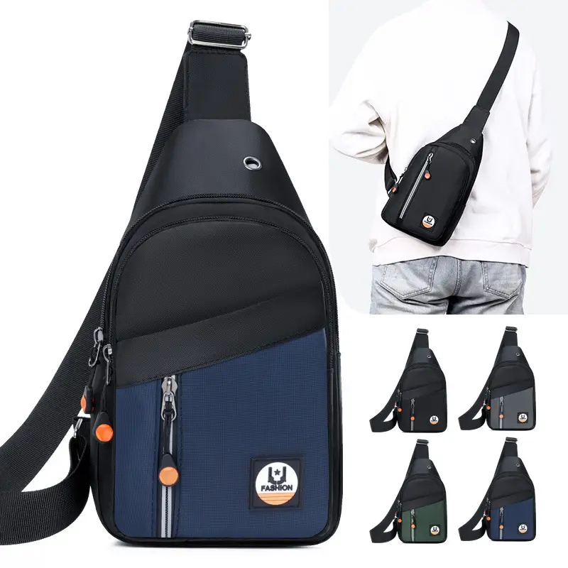 Men's Black Crossbody Shoulder Bag with Adjustable Strap