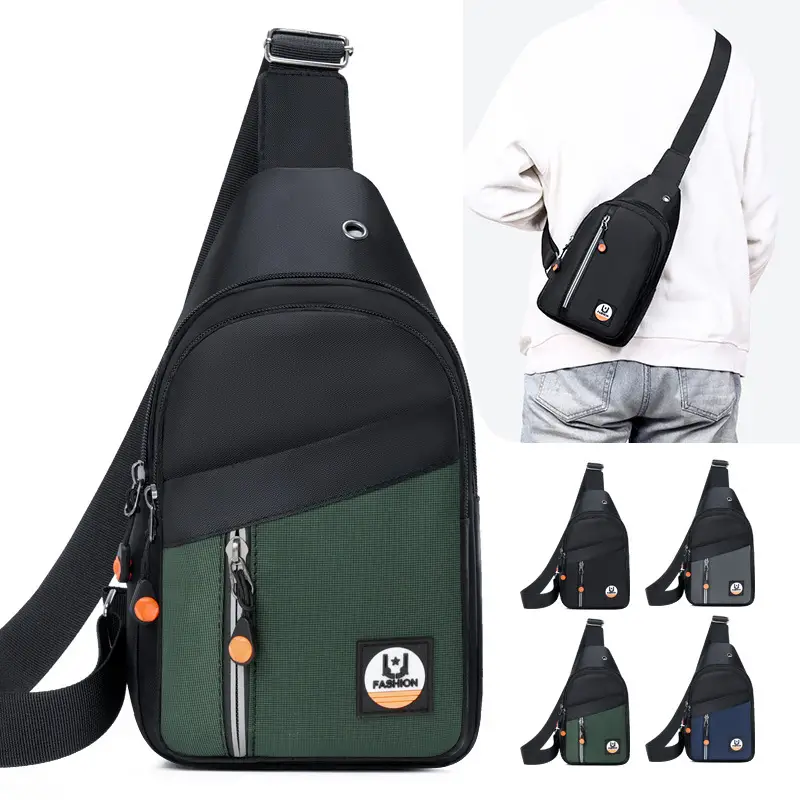 Men's Black Crossbody Shoulder Bag with Adjustable Strap