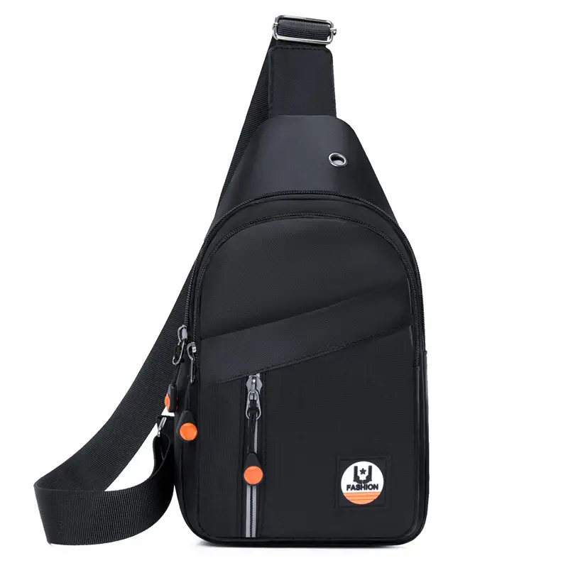 Men's Black Crossbody Shoulder Bag with Adjustable Strap
