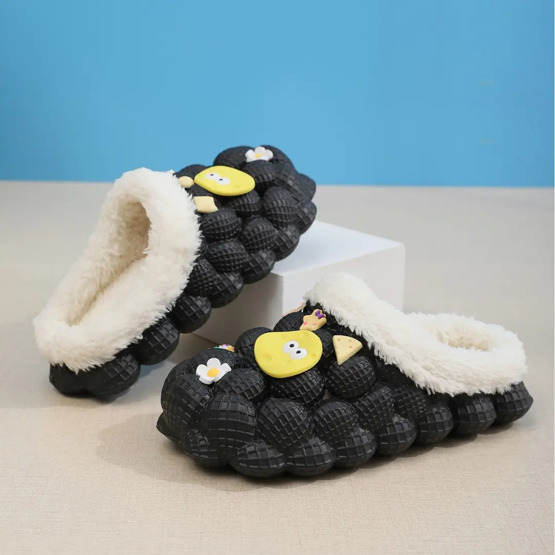 2026 Wholesale Cotton Slippers for Home and Outdoor Use, Lychee Pattern Bathroom Slippers for Couples, Non-Slip Eva Cartoon Fashion Winter Cotton Slippers Trendy - Image 6