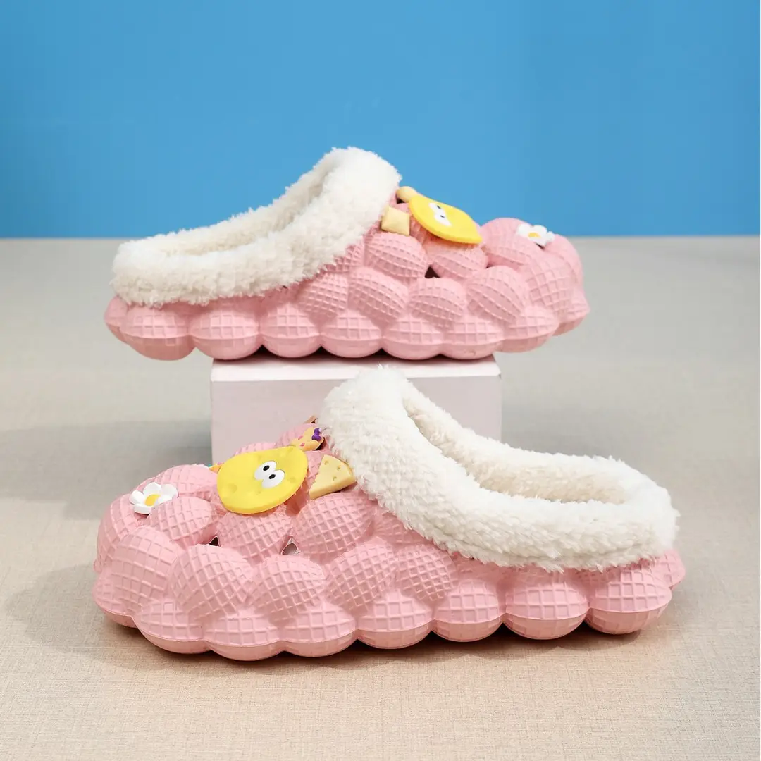 2026 Wholesale Cotton Slippers for Home and Outdoor Use, Lychee Pattern Bathroom Slippers for Couples, Non-Slip Eva Cartoon Fashion Winter Cotton Slippers Trendy - Image 8