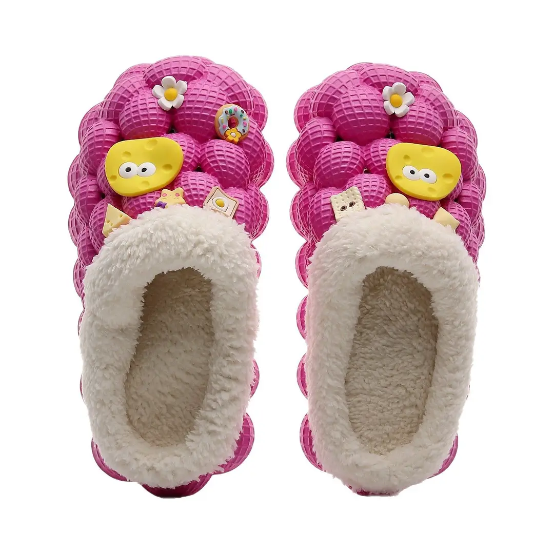 2026 Wholesale Cotton Slippers for Home and Outdoor Use, Lychee Pattern Bathroom Slippers for Couples, Non-Slip Eva Cartoon Fashion Winter Cotton Slippers Trendy - Image 9