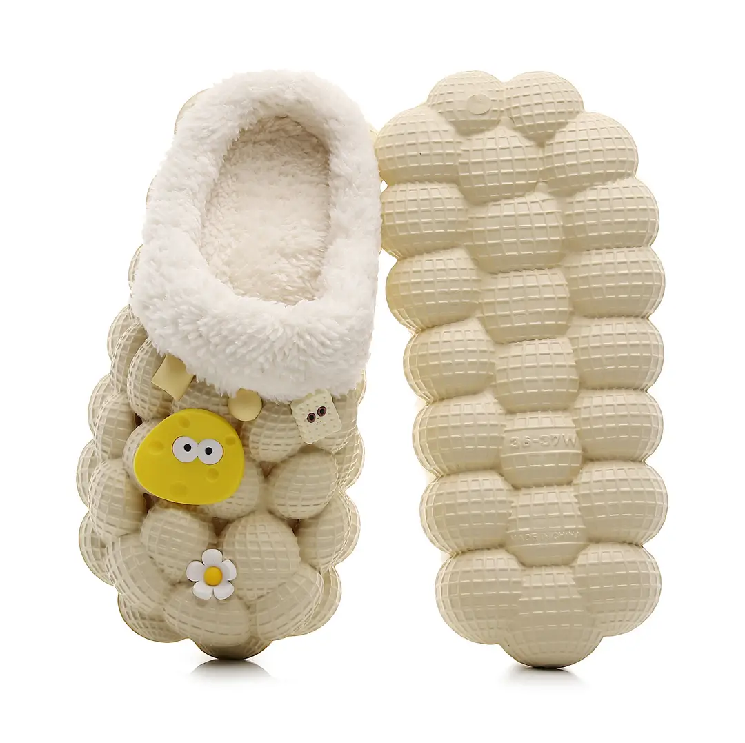 2026 Wholesale Cotton Slippers for Home and Outdoor Use, Lychee Pattern Bathroom Slippers for Couples, Non-Slip Eva Cartoon Fashion Winter Cotton Slippers Trendy - Image 2
