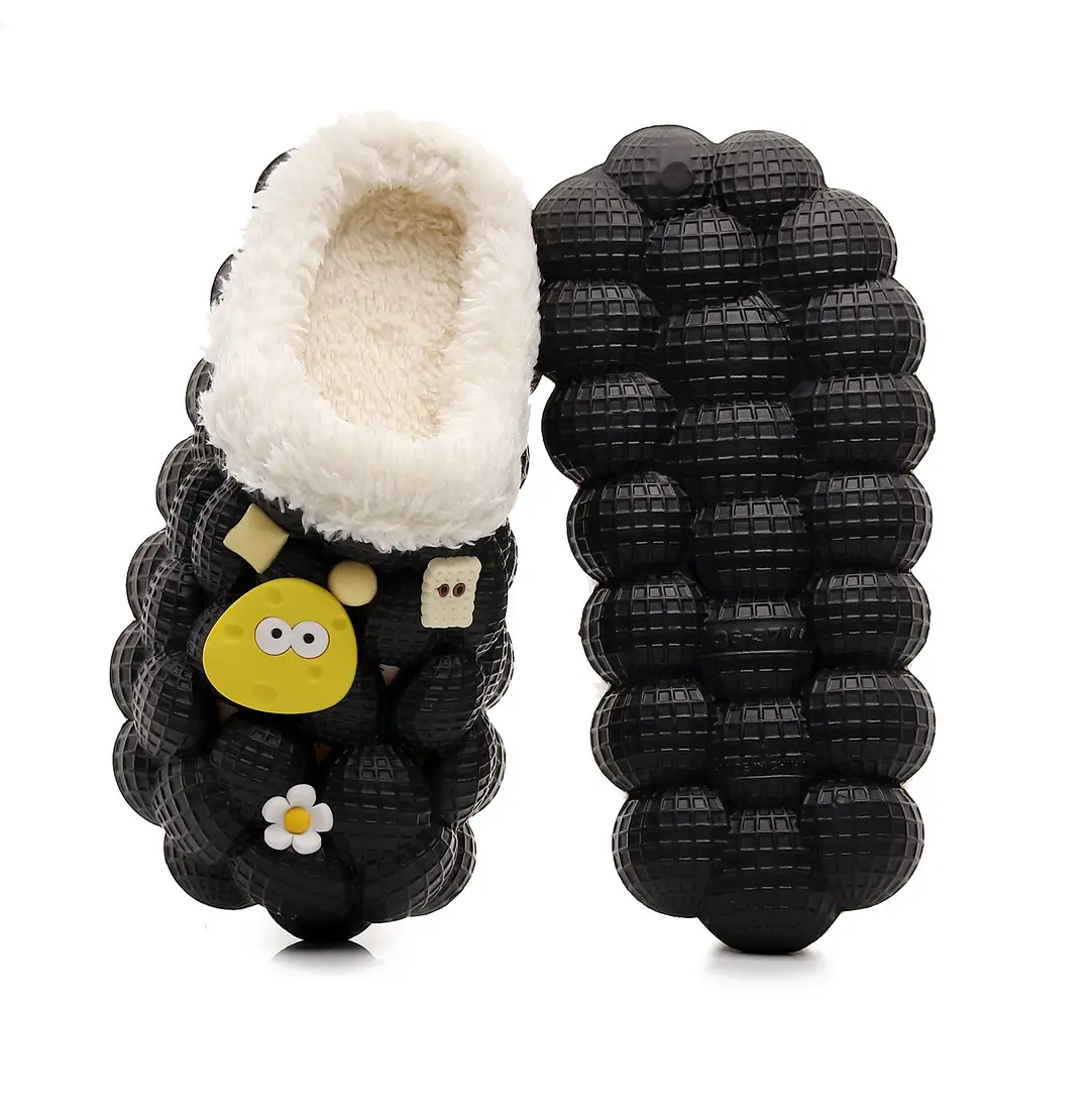 2026 Wholesale Cotton Slippers for Home and Outdoor Use, Lychee Pattern Bathroom Slippers for Couples, Non-Slip Eva Cartoon Fashion Winter Cotton Slippers Trendy - Image 3