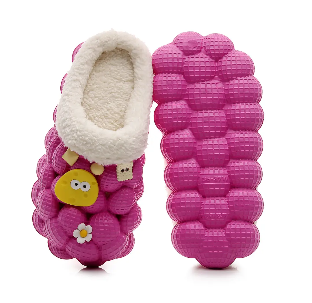2026 Wholesale Cotton Slippers for Home and Outdoor Use, Lychee Pattern Bathroom Slippers for Couples, Non-Slip Eva Cartoon Fashion Winter Cotton Slippers Trendy - Image 4