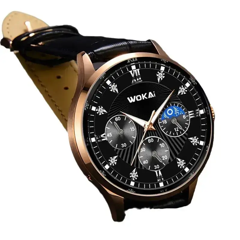 Joker Quartz Men's Watch Black Rose Gold European American - Image 5