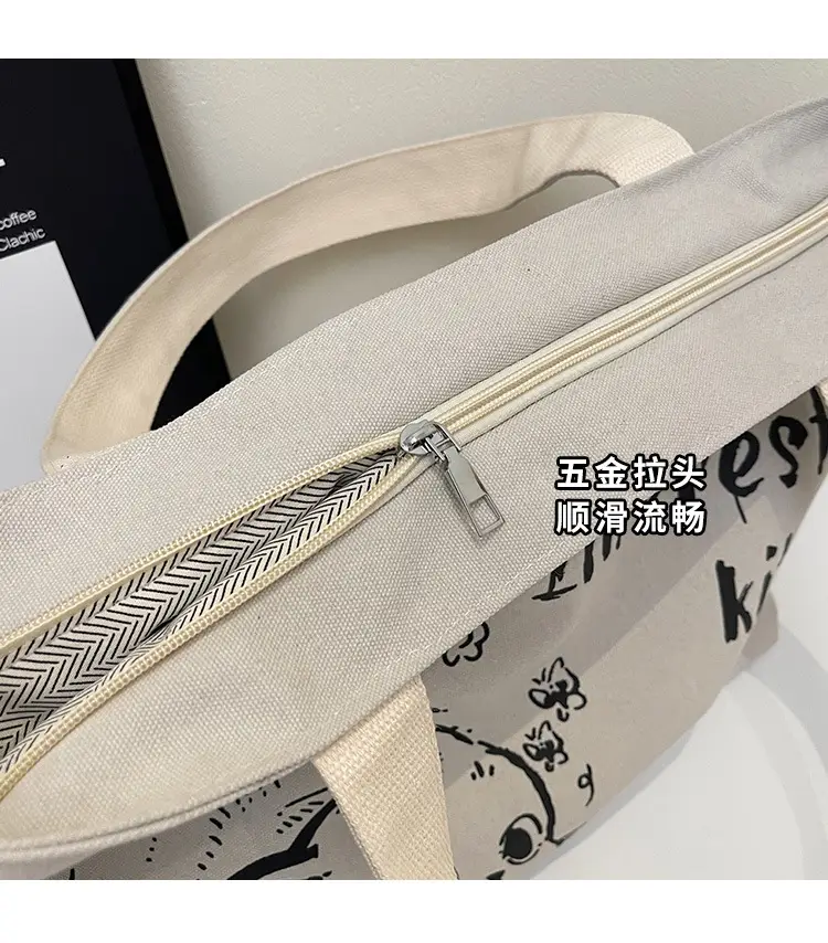 2025 Canvas Cat Print Shoulder Bag for School Commuters — feature 5
