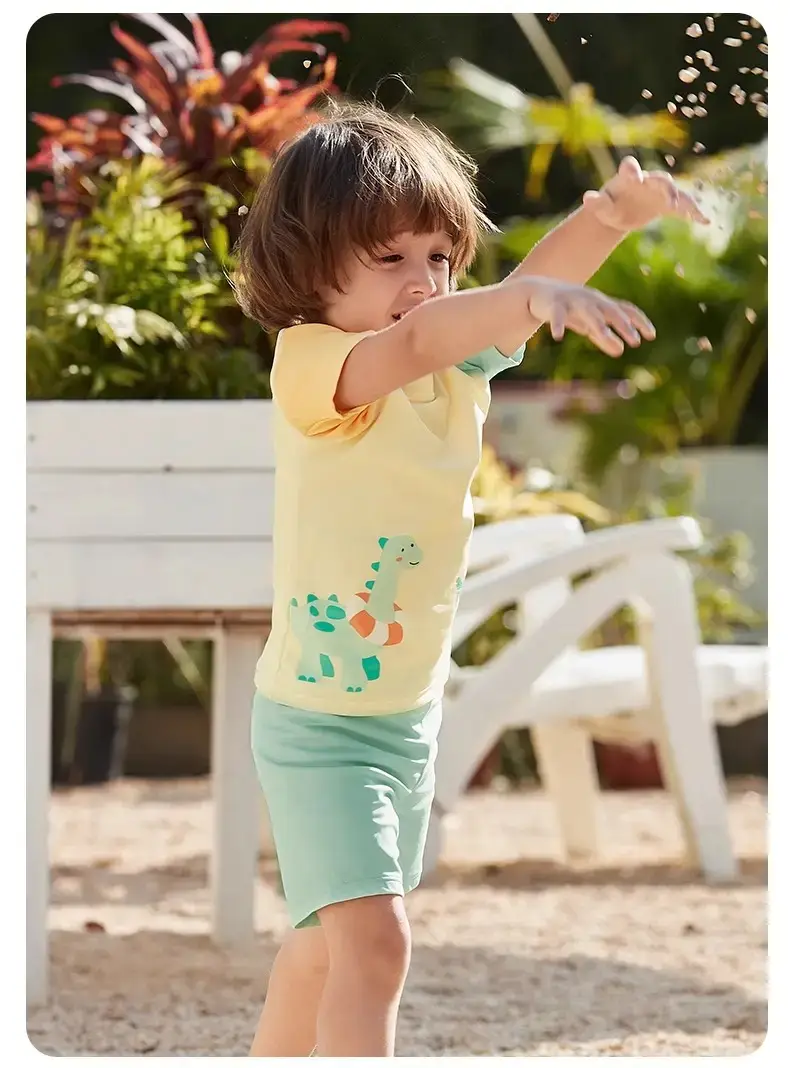 Baby T-Shirt Shorts Set Blue Cotton Summer Boys Girls — feature 10