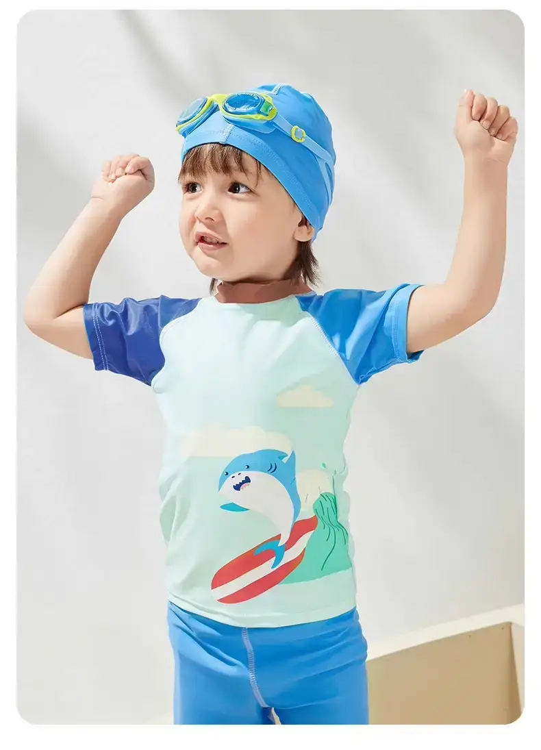Baby T-Shirt Shorts Set Blue Cotton Summer Boys Girls — feature 14