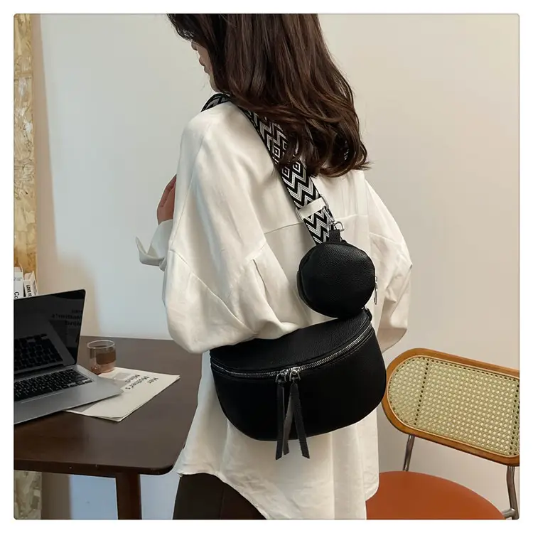 Black Women's Crossbody Bag with Logo & Tassel Design — feature 16