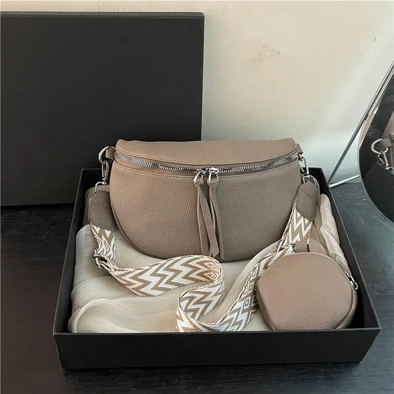 Black Women's Crossbody Bag with Logo & Tassel Design