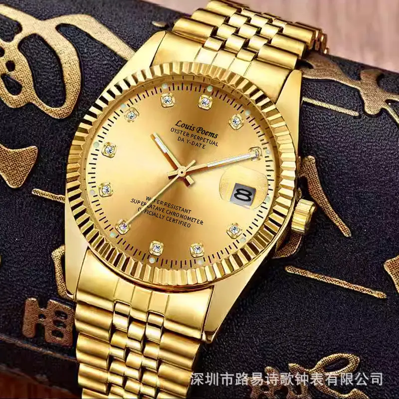 Men's Full Automatic Mechanical Watch Black Gold Stainless Steel — feature 8